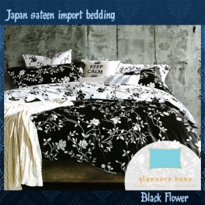 Sprei Katun Jepang Black Flower